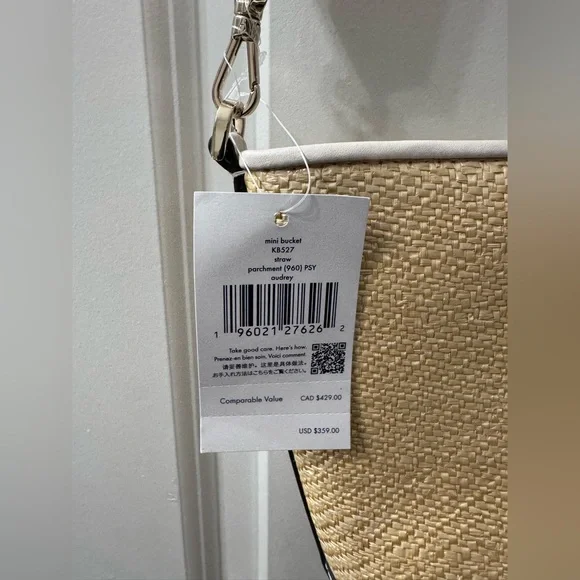 Kate Spade Mini Bucket Straw Crossbody Bag - Picture 4 of 7
